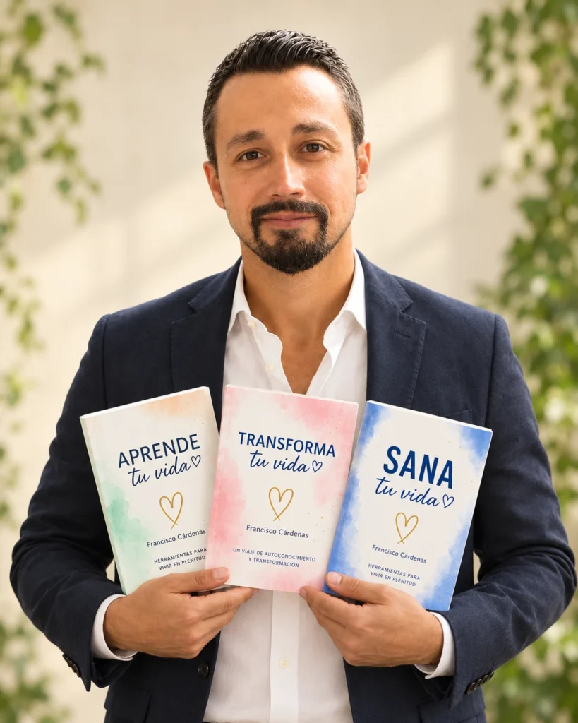 Francisco con los tres libros de la Colección Tu Vida